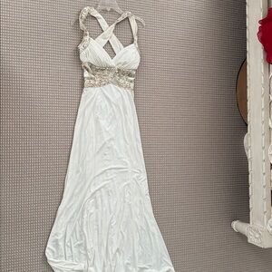 Adrianna Papell White Open Back Gown size small